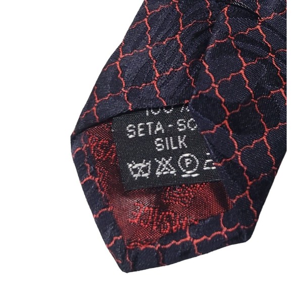 Gianni Versace Seta Silk Tie Blue Pink/Red Geometric Medusa Baroque Mesmerizing - Picture 4 of 7